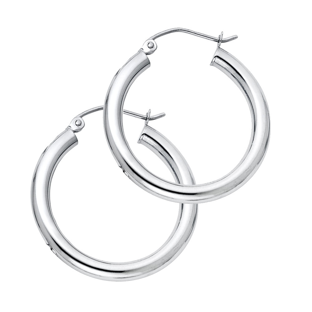 14KW 3MM PLAIN HOOP EARRING
