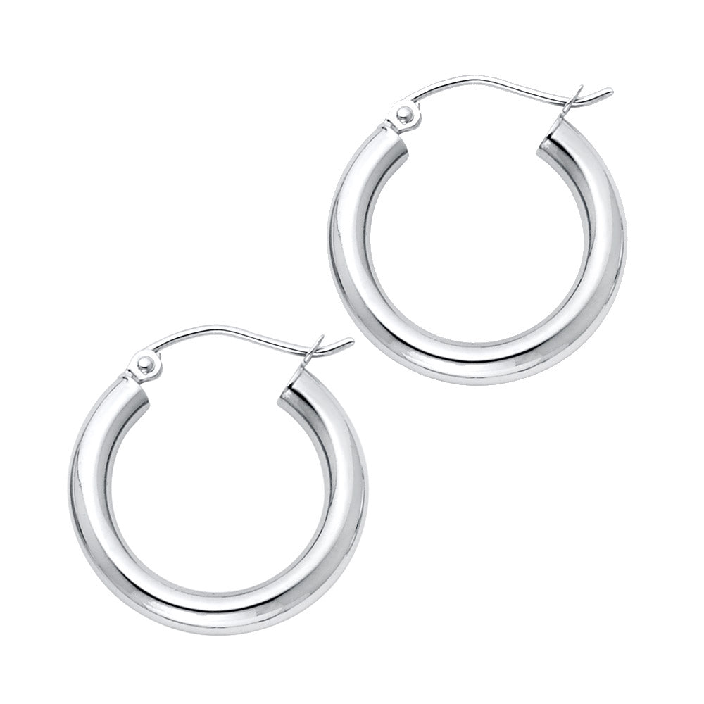 14KW 3MM PLAIN HOOP EARRING