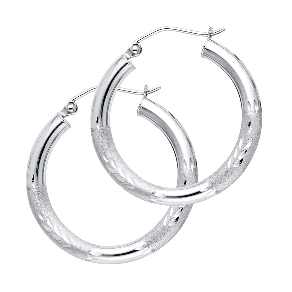 14KW 3MM BUD DC HOOP EARRING
