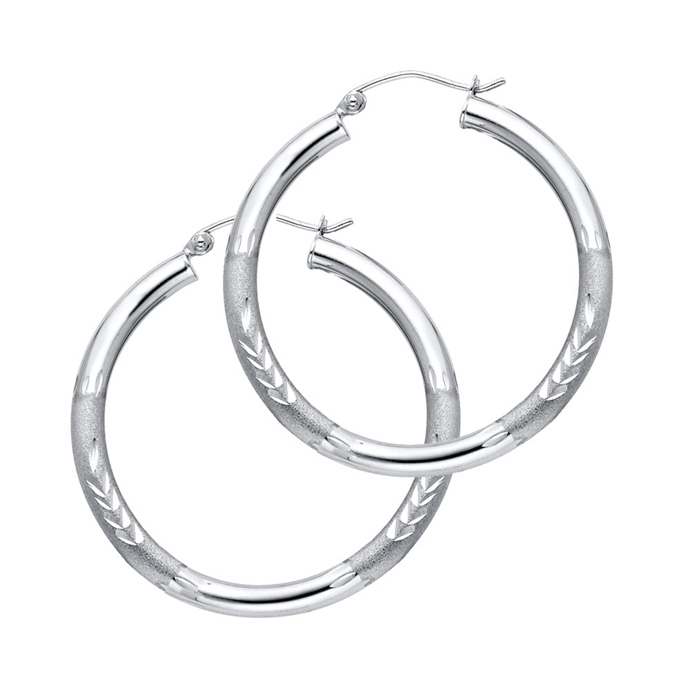 14KW 3MM BUD DC HOOP EARRING