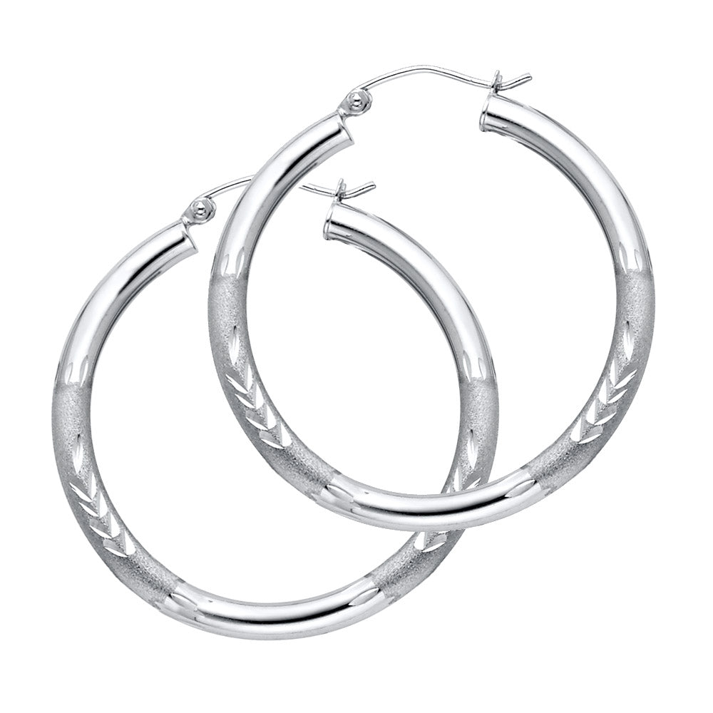 14KW 3MM BUD DC HOOP EARRING
