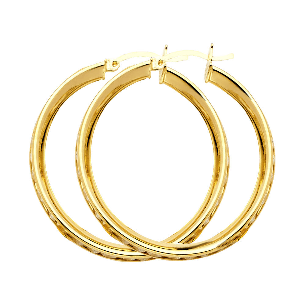 14KY RD CZ CHANNEL HOOP EAR