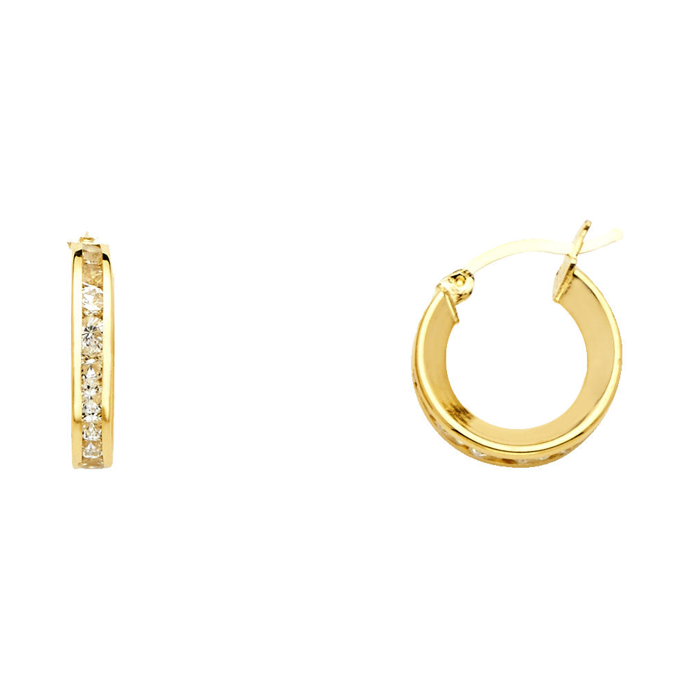 14KY RD CZ CHANNEL HOOP EAR