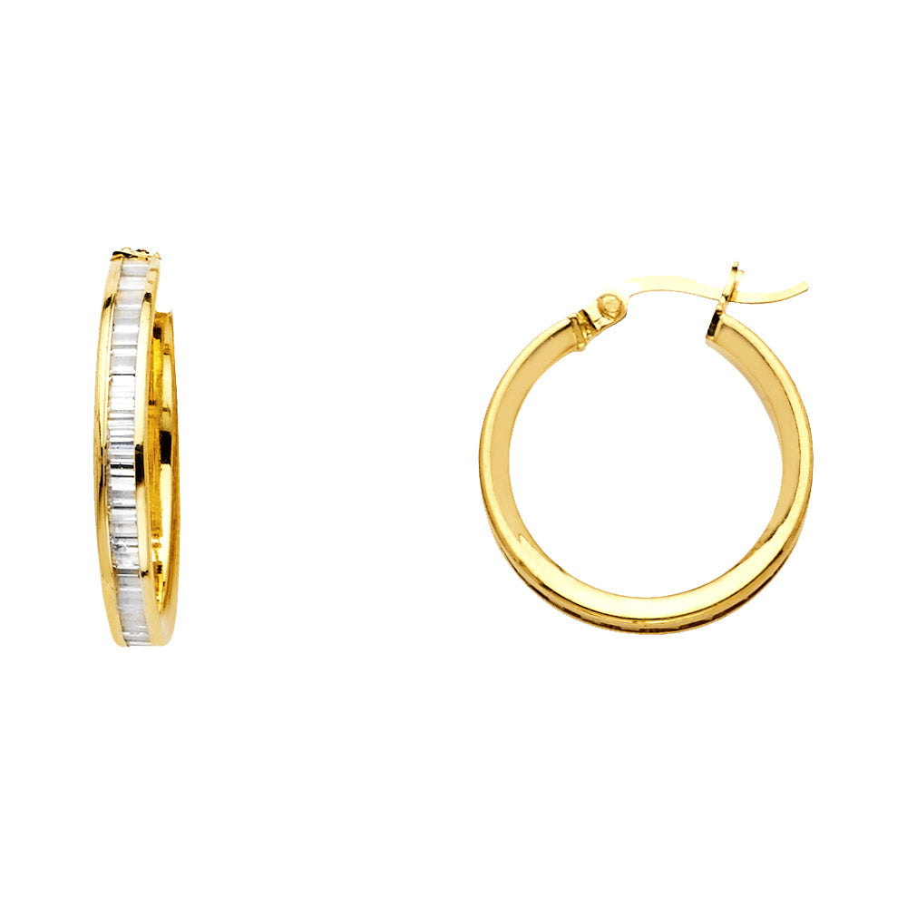 14KY BG CZ CHANNEL HOOP EAR