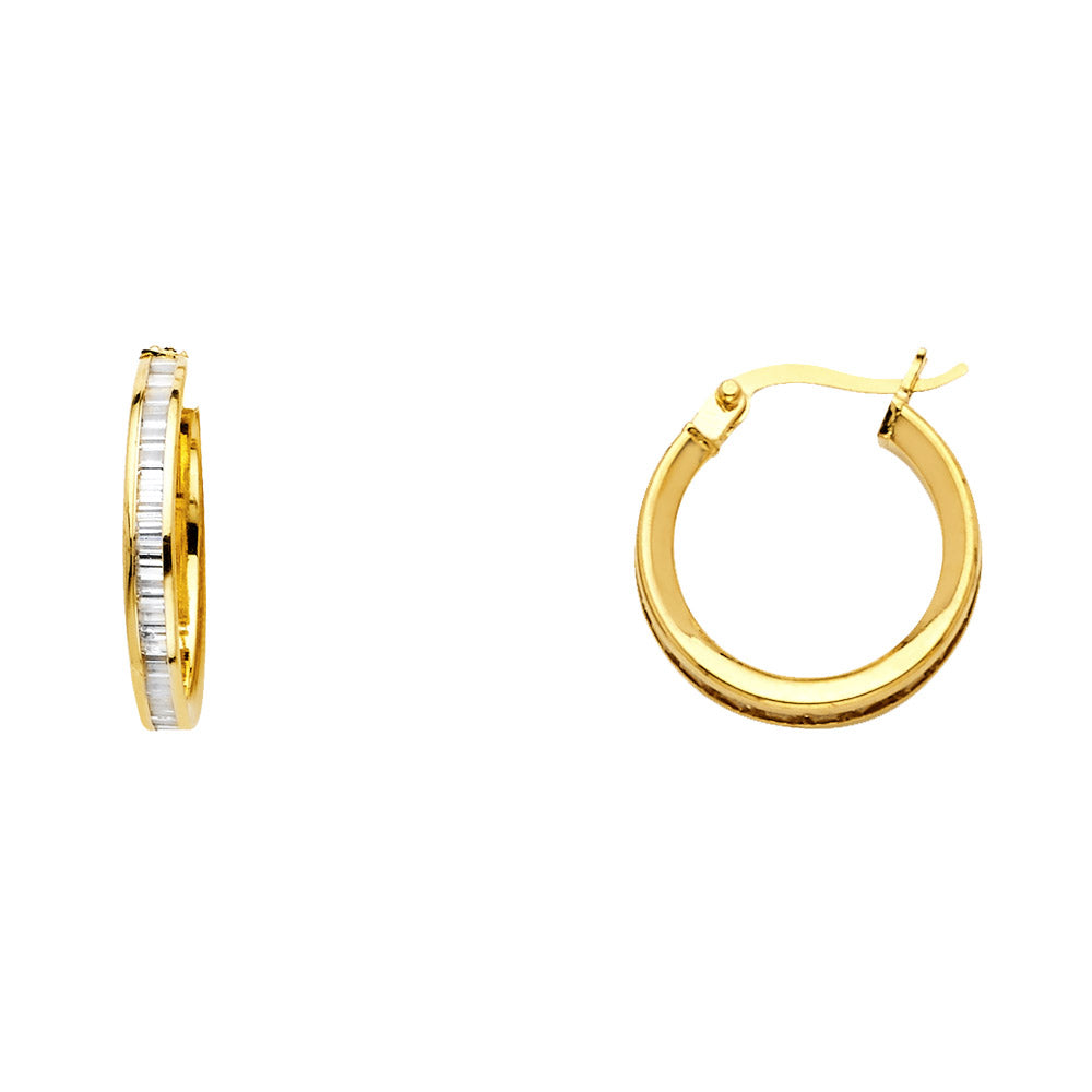 14KY BG CZ CHANNEL HOOP EAR