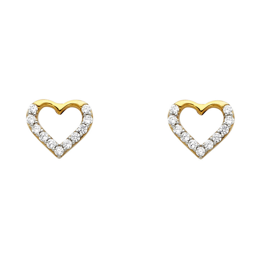14KY CZ HEART POST EARRING
