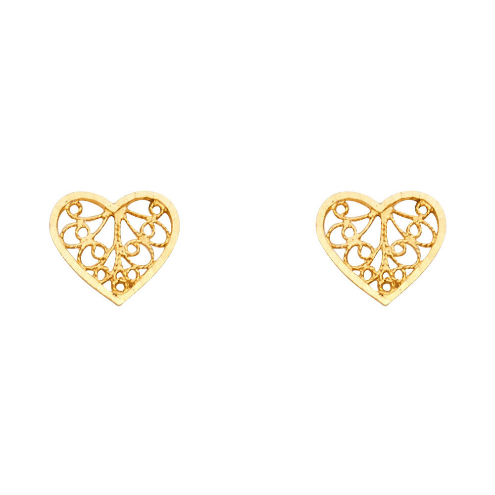 14KY SM HEART POST EAR