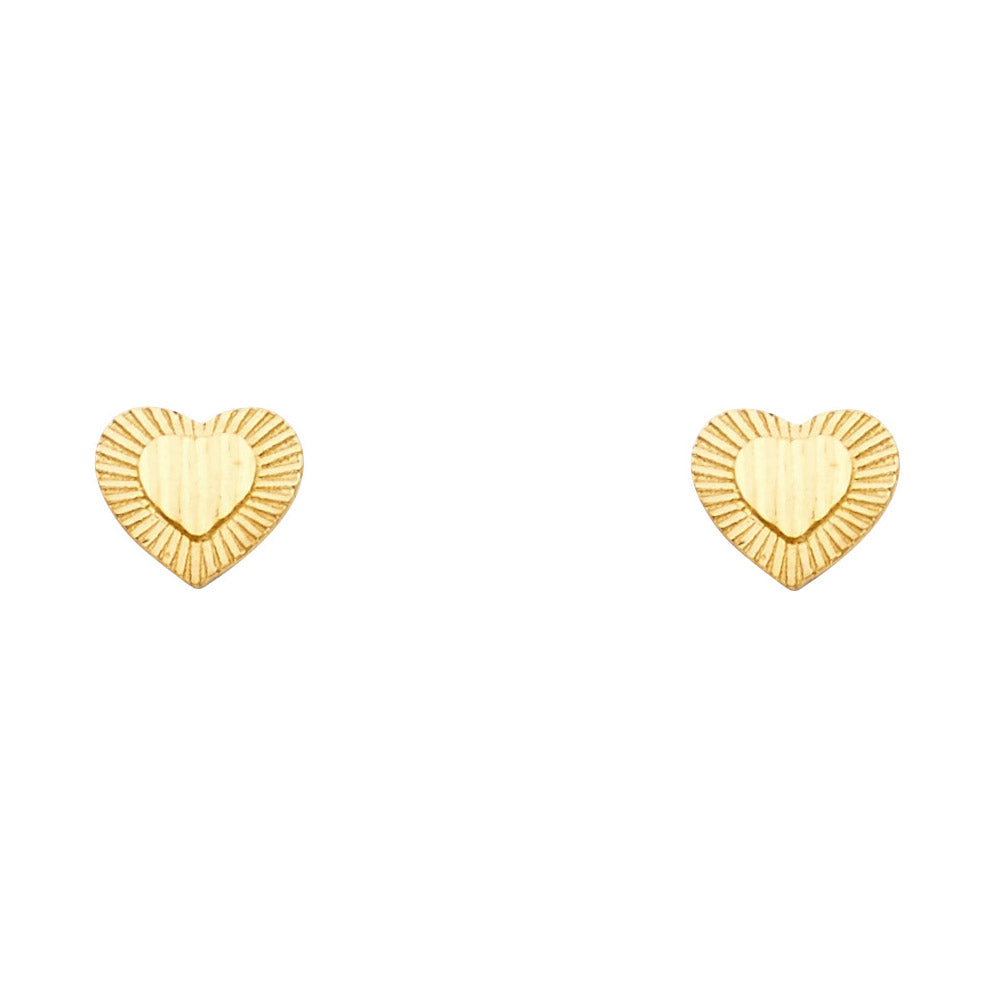 14KY SM HEART POST EAR