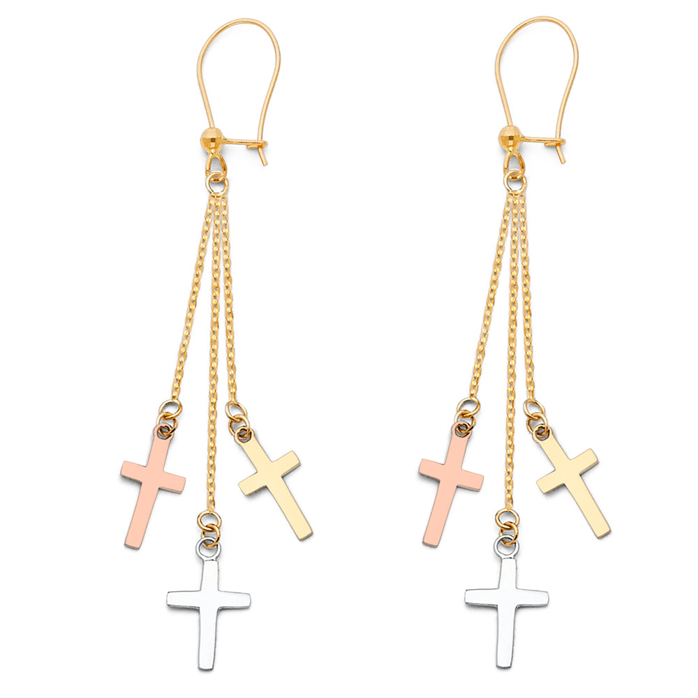 14K 3C 3CROSSES HANGING EAR