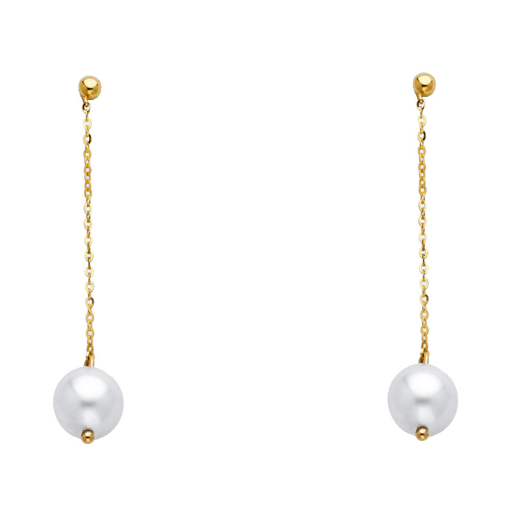 14KY PEARL HANGING EARRING