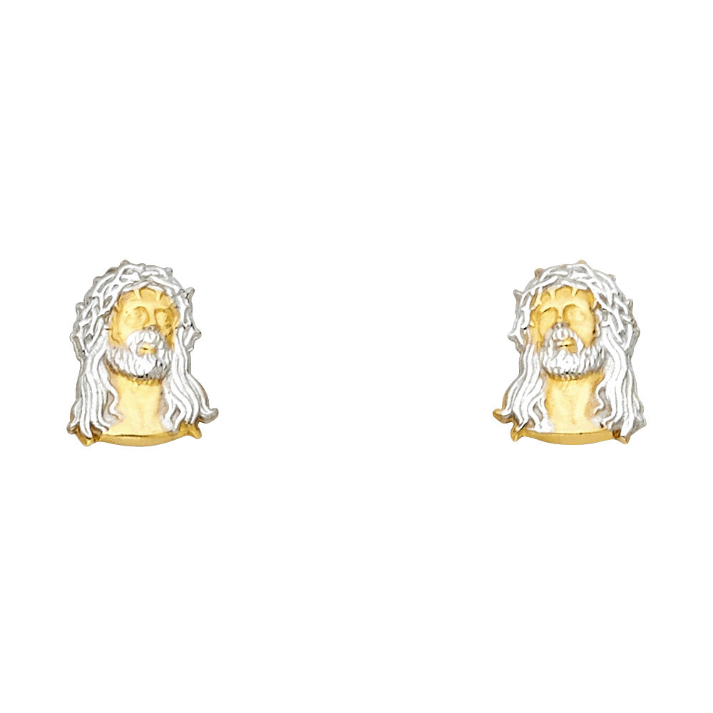 14K 2T JESUS FACE POST EAR