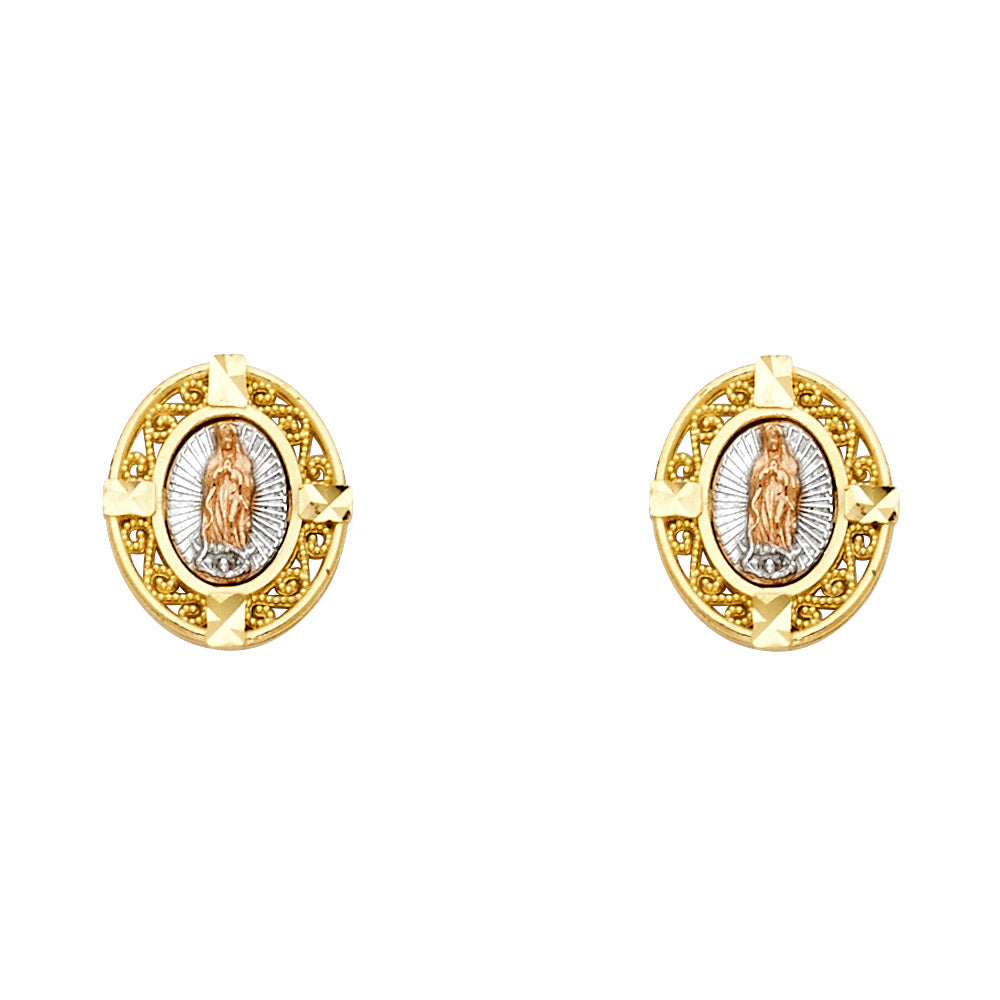 14K 3C GUADALUPE POST EARRING