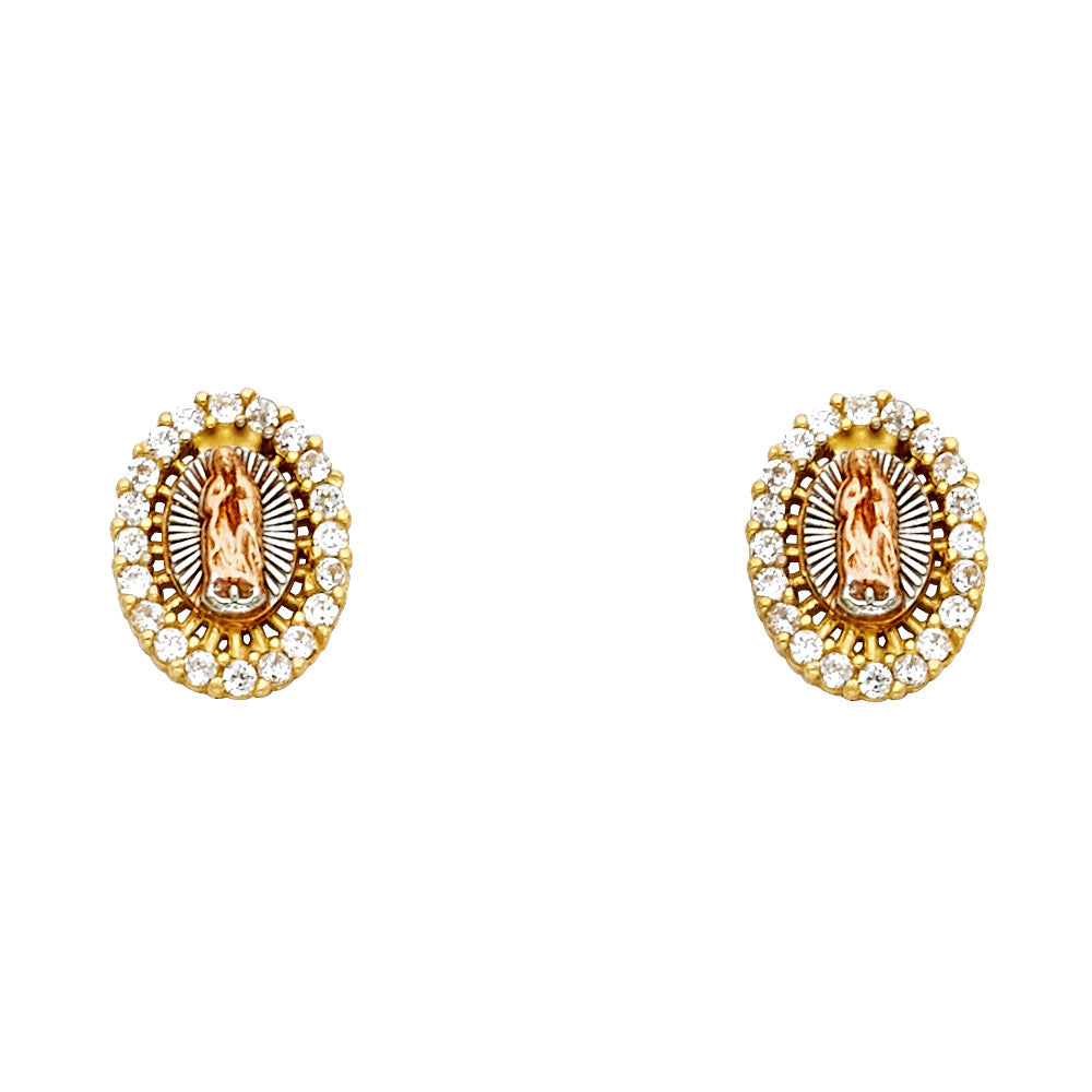 14K 3C GLUPE CZ POST EARRING