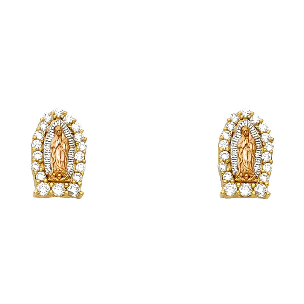 14K 3C GLUPE CZ POST EARRING