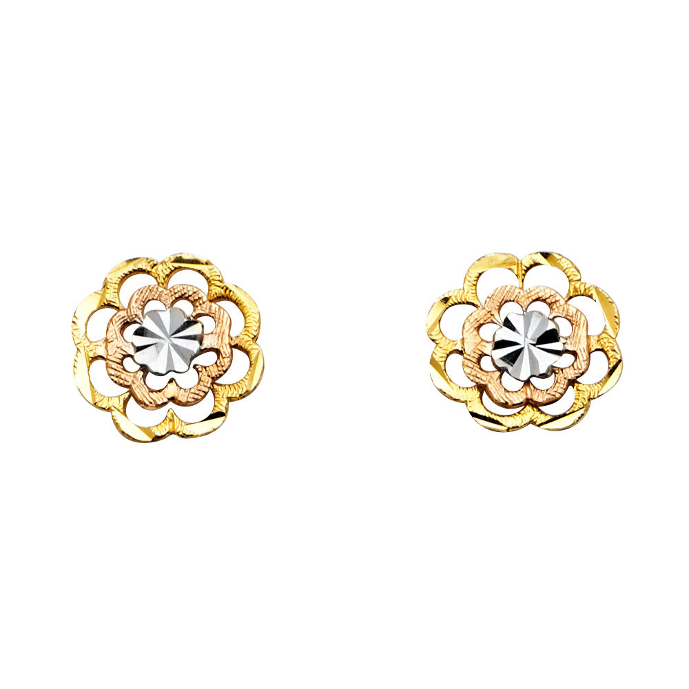 14K 3C FLOWER POST EARRING