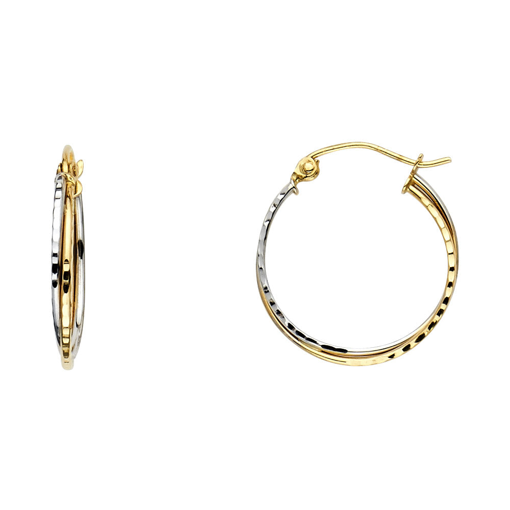 14K 2T DC 2LINE HOL HOOP EAR (18MM)