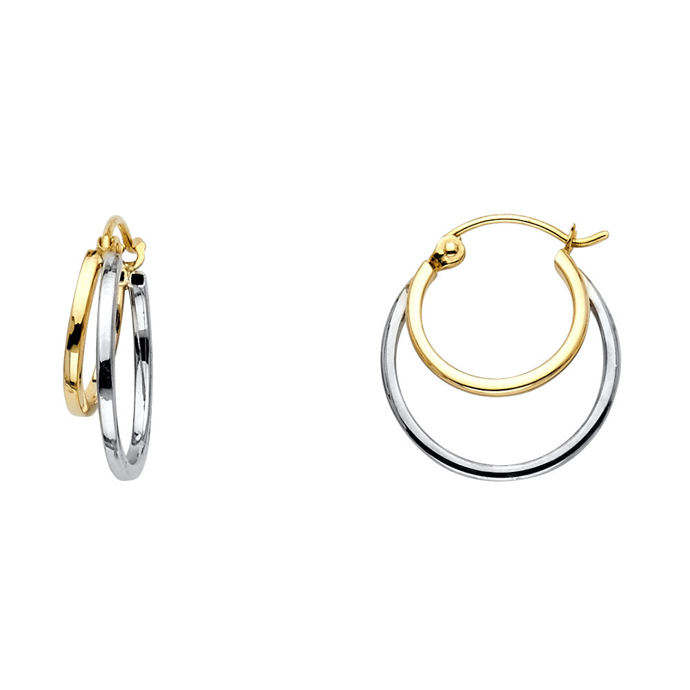 14K 2T 2LINE HOLLOW HOOP EAR