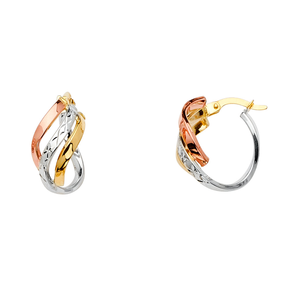 14K 3C 3Line Twisted Hoop Earring
