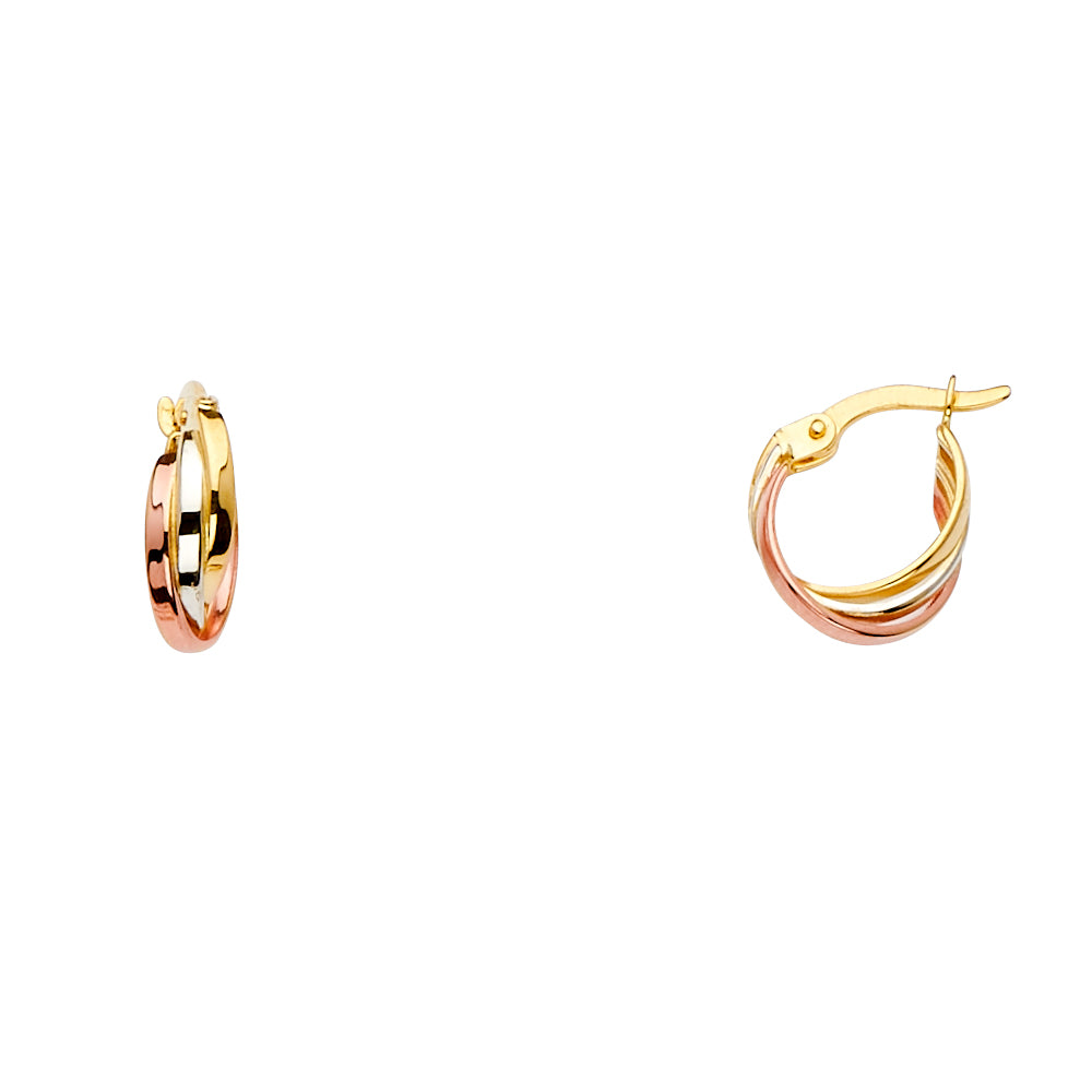 14K 3C 3Line Twisted Hoop Earring