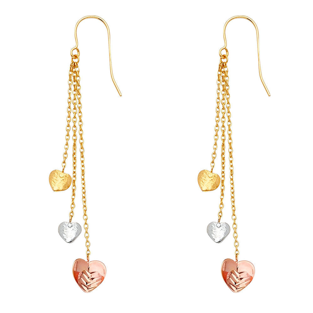 14K 3C 3HEARTS HANGING EARRING