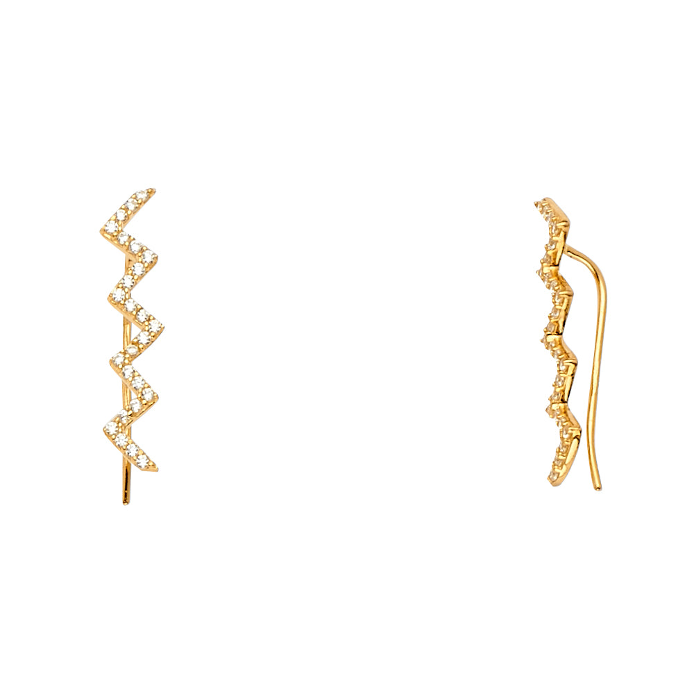 14KY Fancy Clip Style CZ Earring