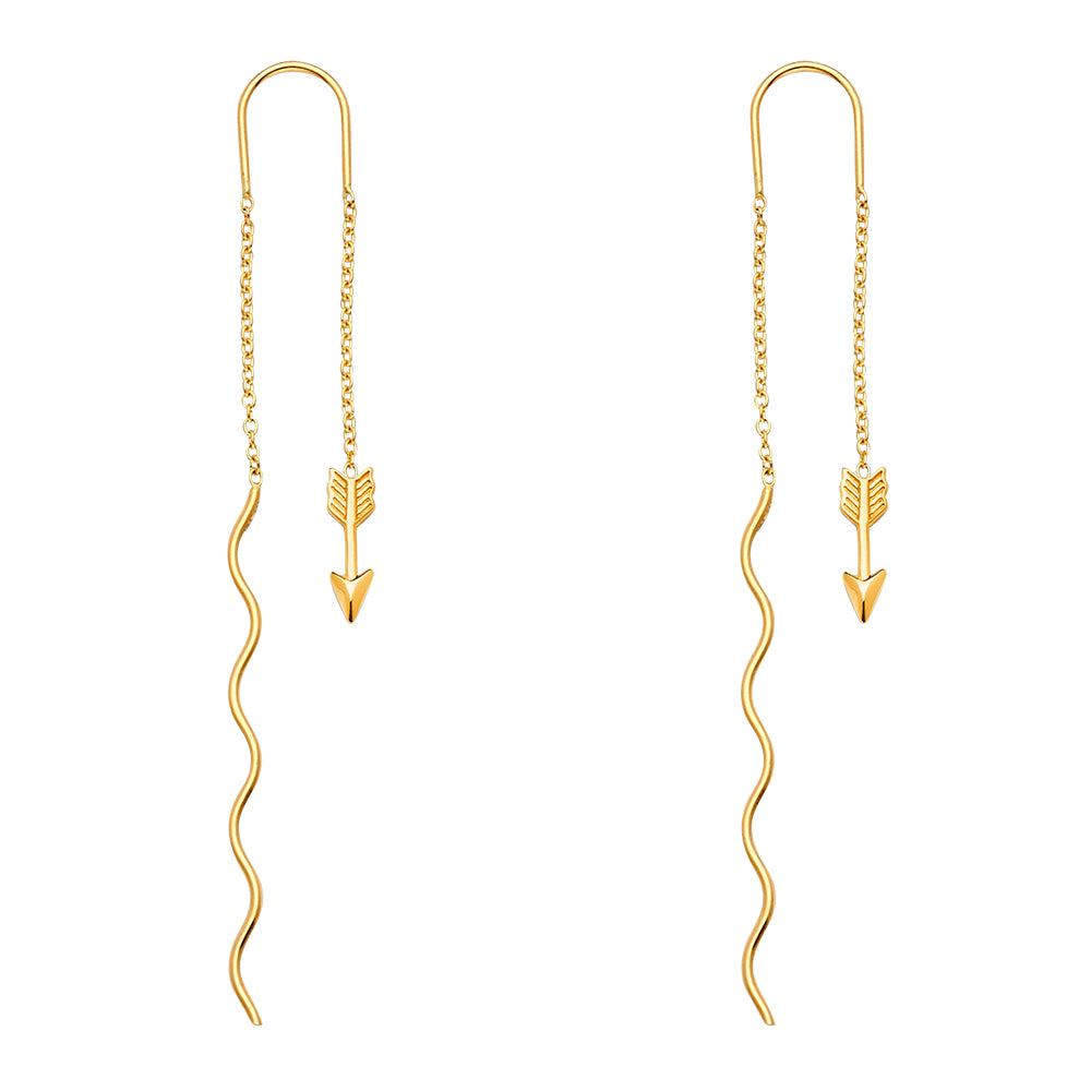 14KY Arrow Front & Back Dangle Earring