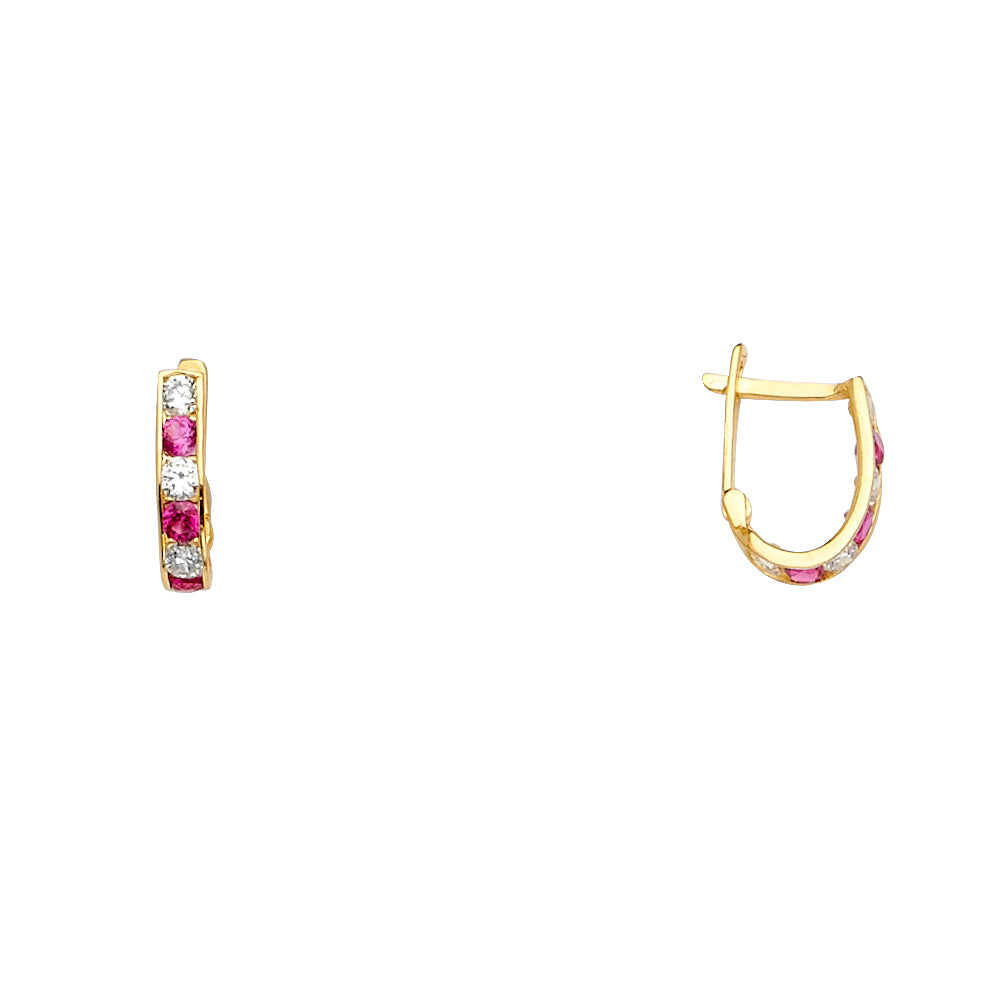 14KY CZ Channel Huggies Earring
