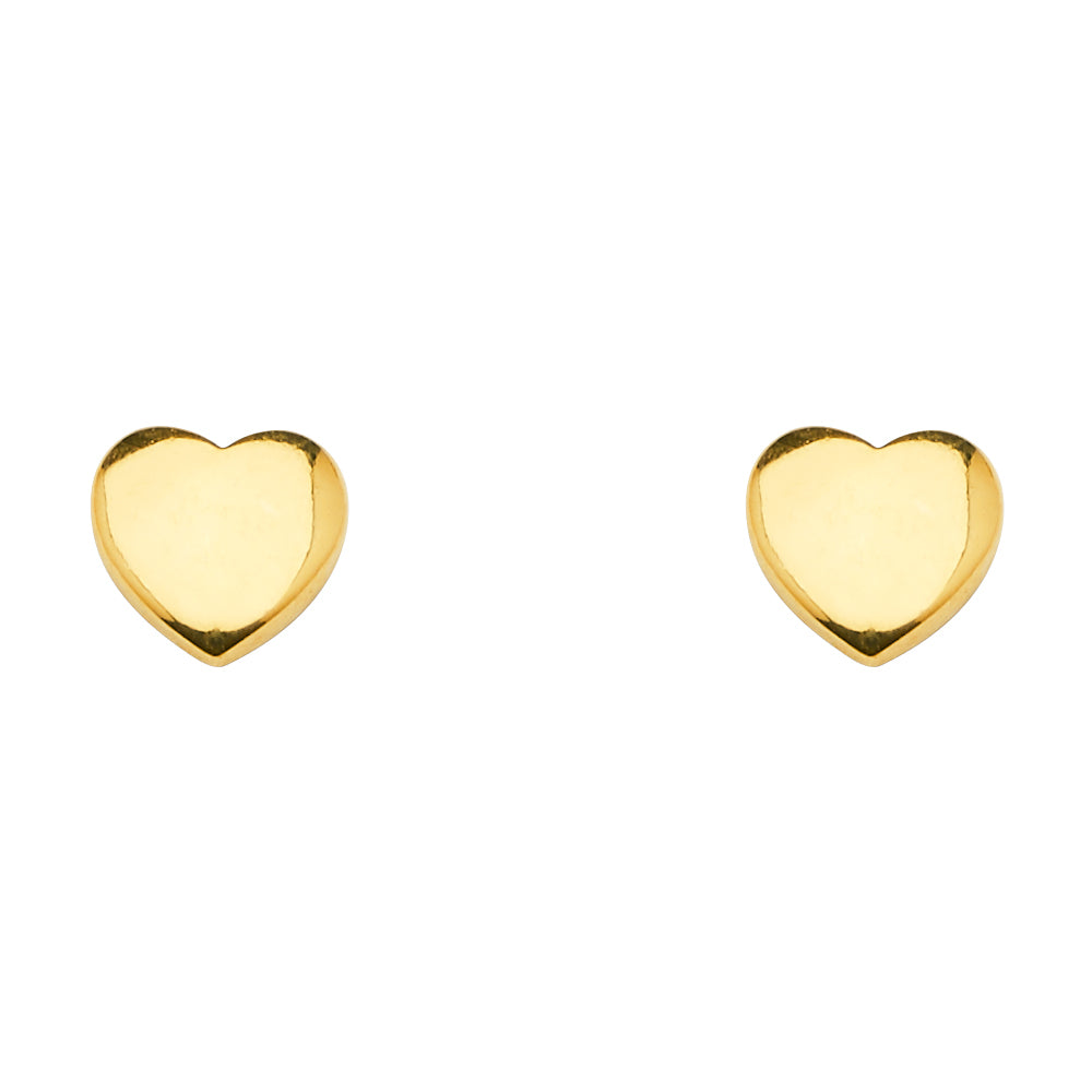 14KY Plain Heart Earring w/Push Back