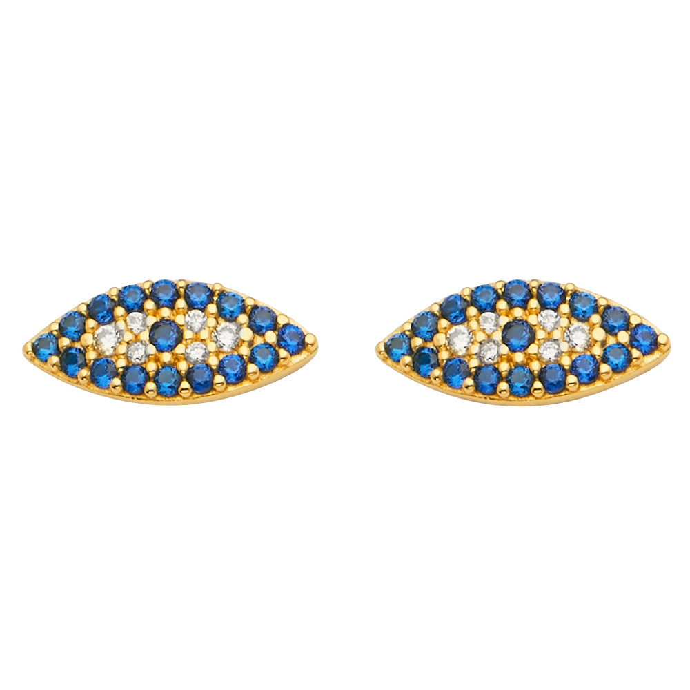 14KY Evil Eye CZ Earring w/Push Back