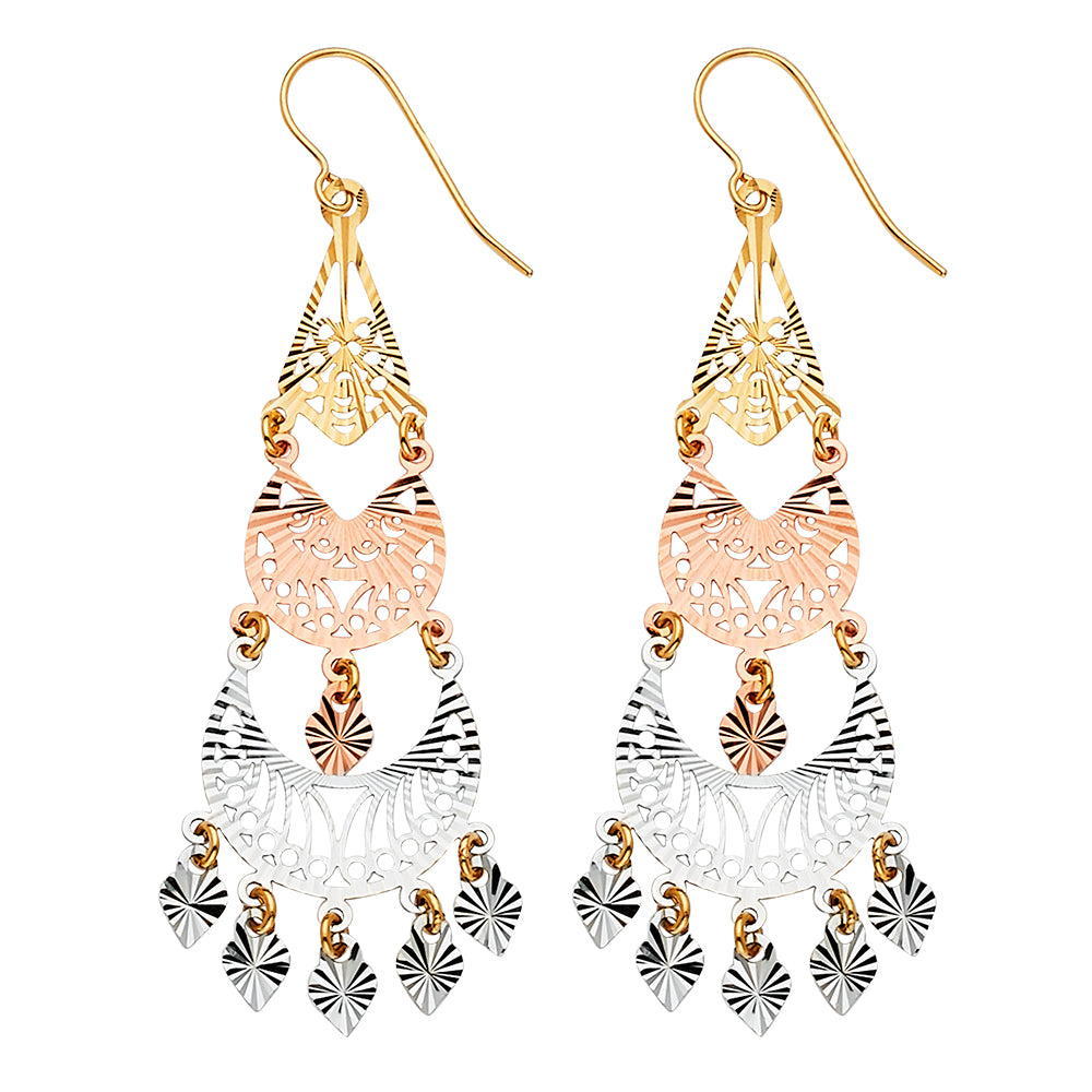14K 3C Filigree Chandelier Earring