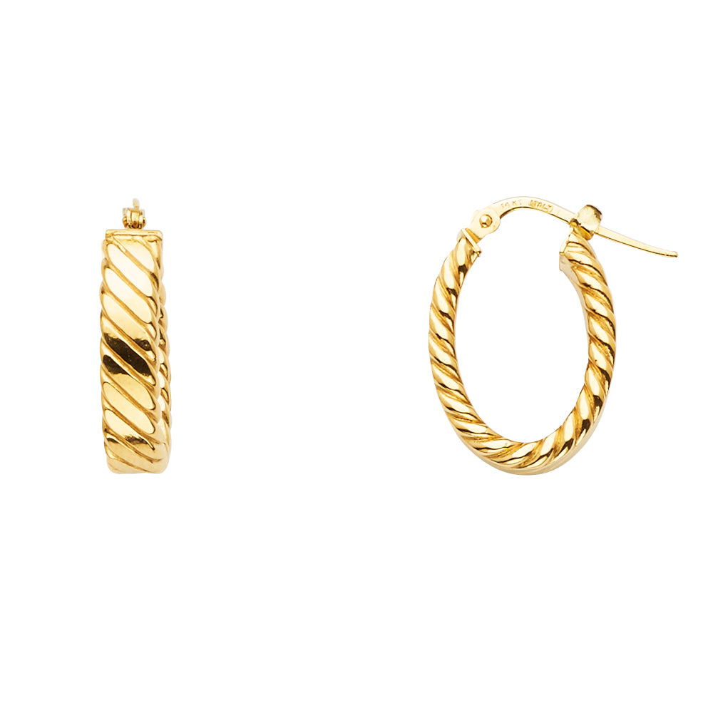 14KY Braided Oval Hoop Earring