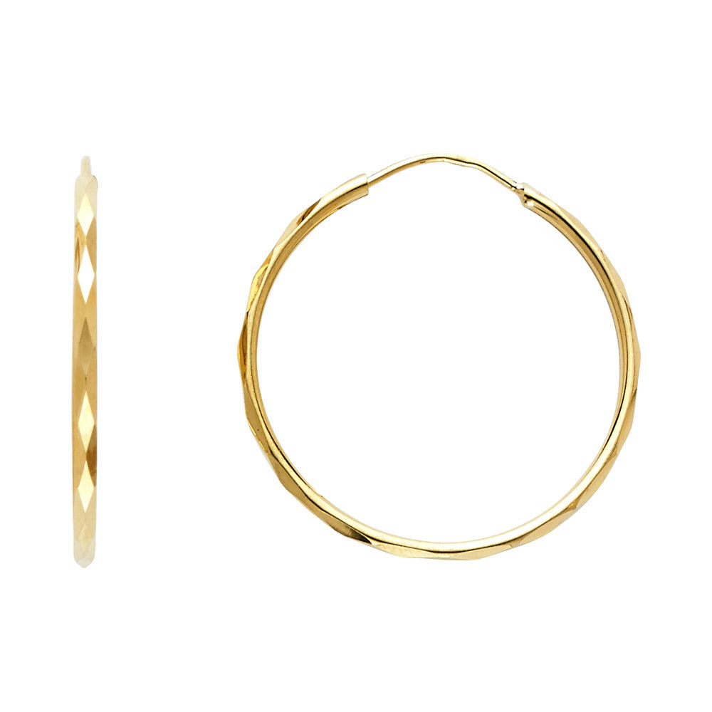 14KY 1.5MM FACETED RD TB HOOP