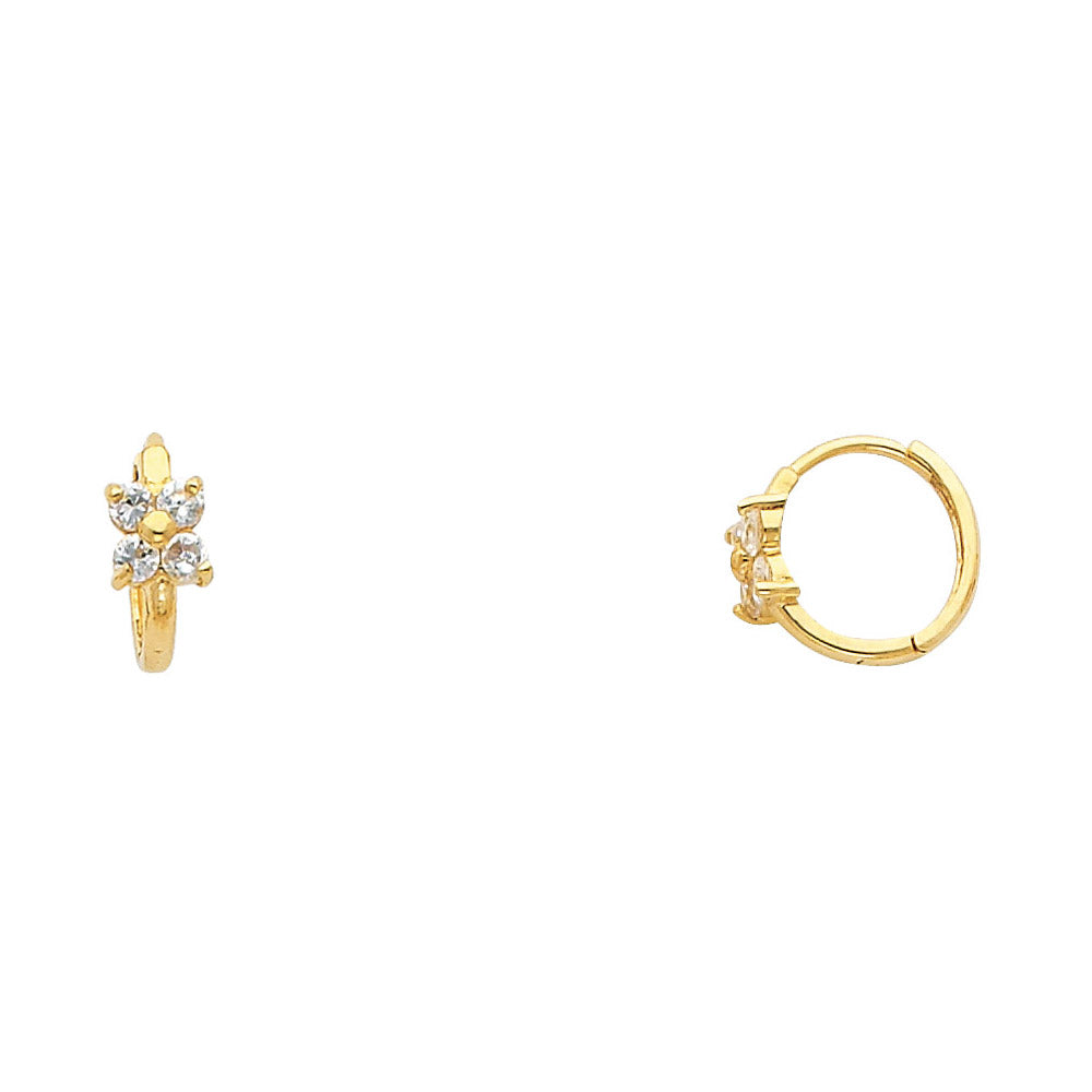 14KY FLOWER CZ HUGGIES