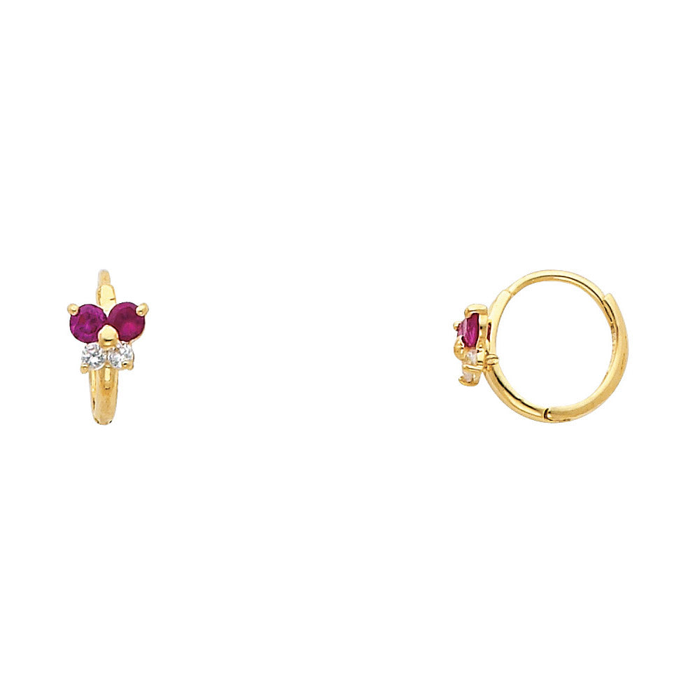14KY FLOWER CZ HUGGIES