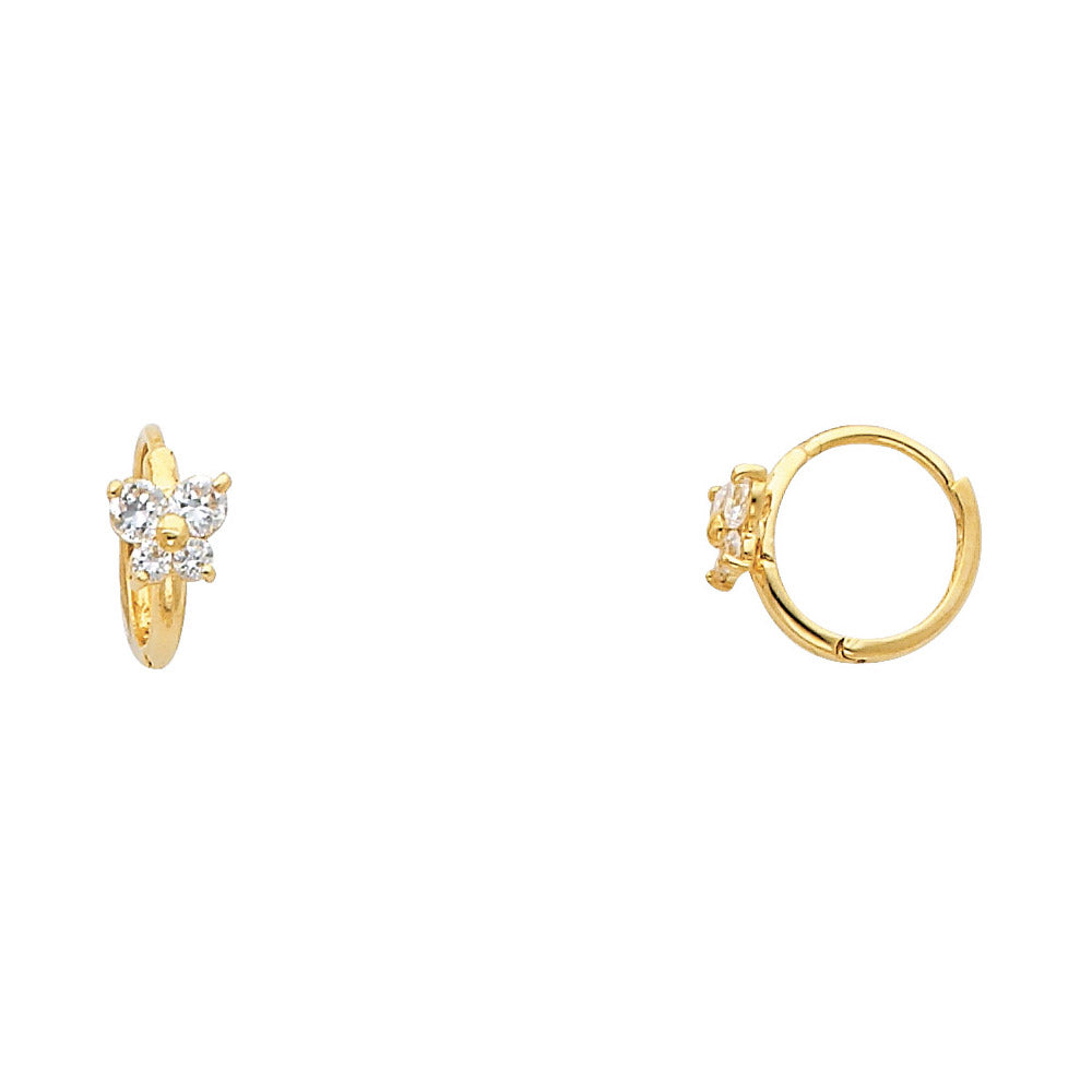 14KY FLOWER CZ HUGGIES