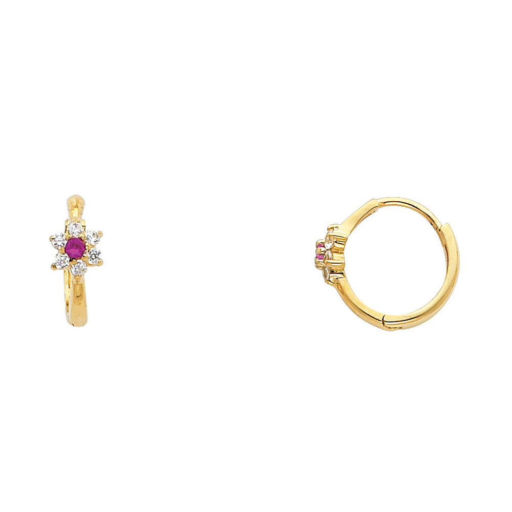 14KY FLOWER CZ HUGGIES