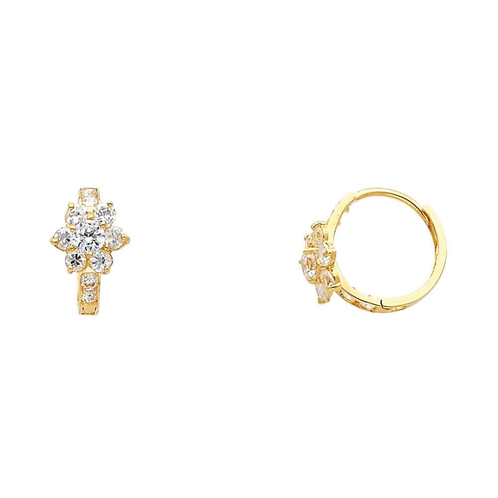 14KY FLOWER CZ HUGGIES