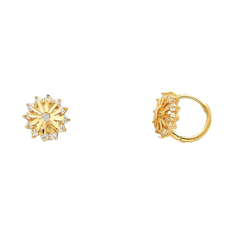 14KY FLOWER CZ HUGGIES