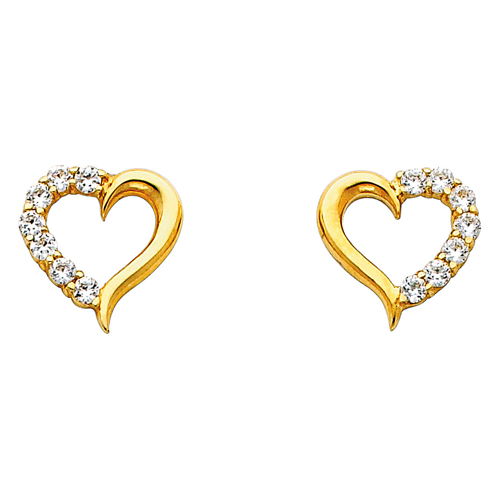 14KY HEART CZ EARRINGS