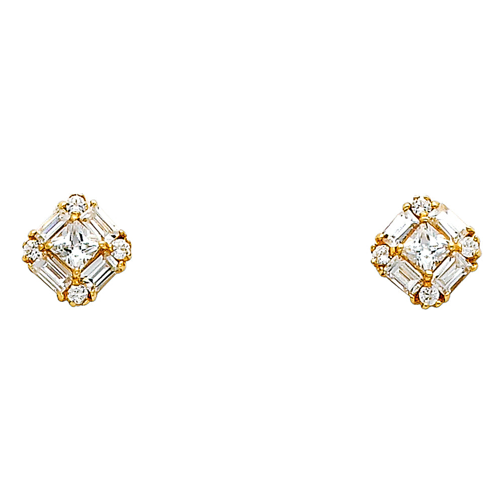14KY SQUARE CZ EARRINGS