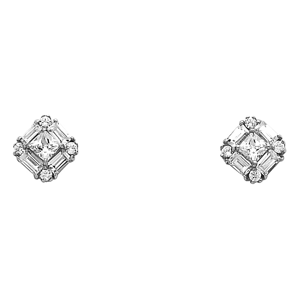14KW SQUARE CZ EARRINGS