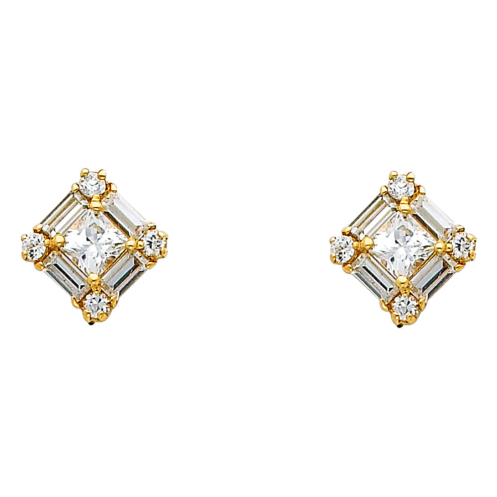 14KY SQUARE CZ EARRINGS