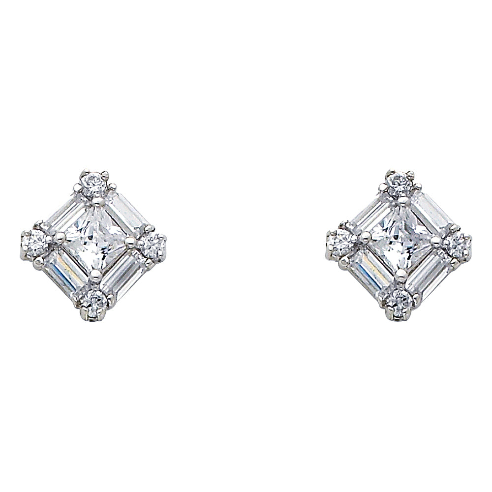 14KW SQUARE CZ EARRINGS