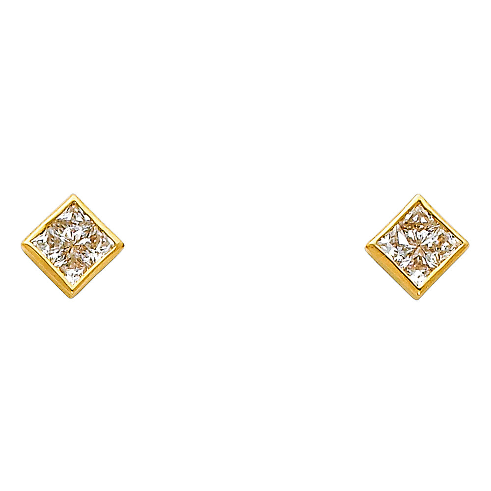 14KY SQUARE CZ EARRINGS