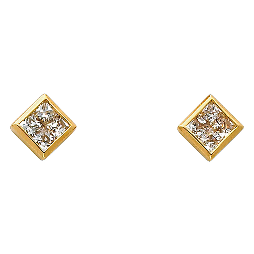 14KY SQUARE CZ EARRINGS