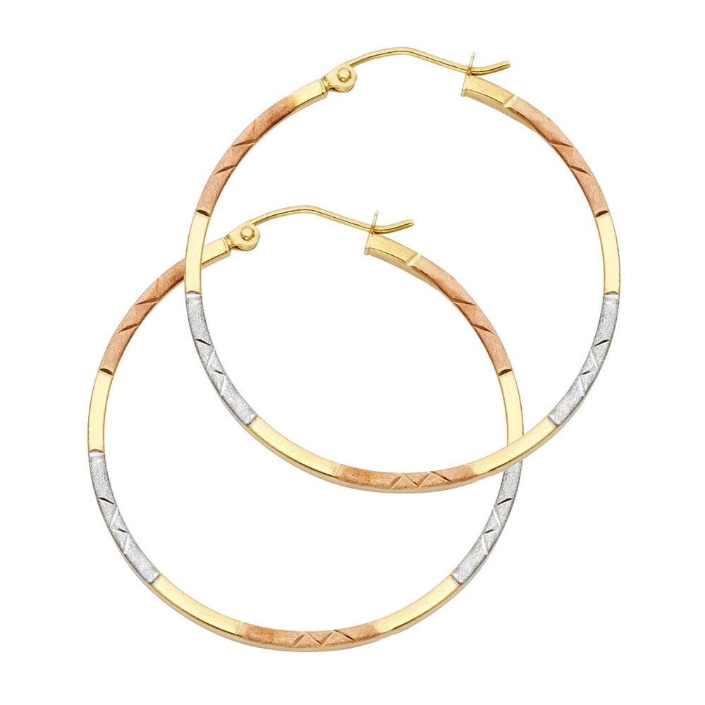 14K 3C SQ TUBE HOOP EARRING