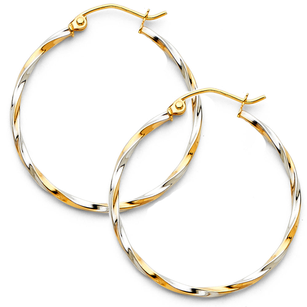 14K 2T CURLED HOOP EARRING
