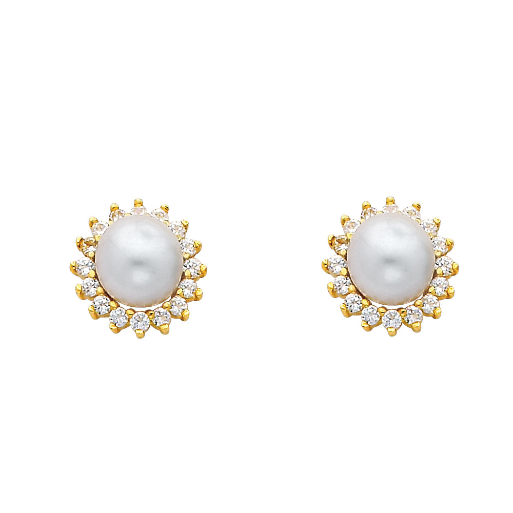 14KY CZ PEARL EARRINGS