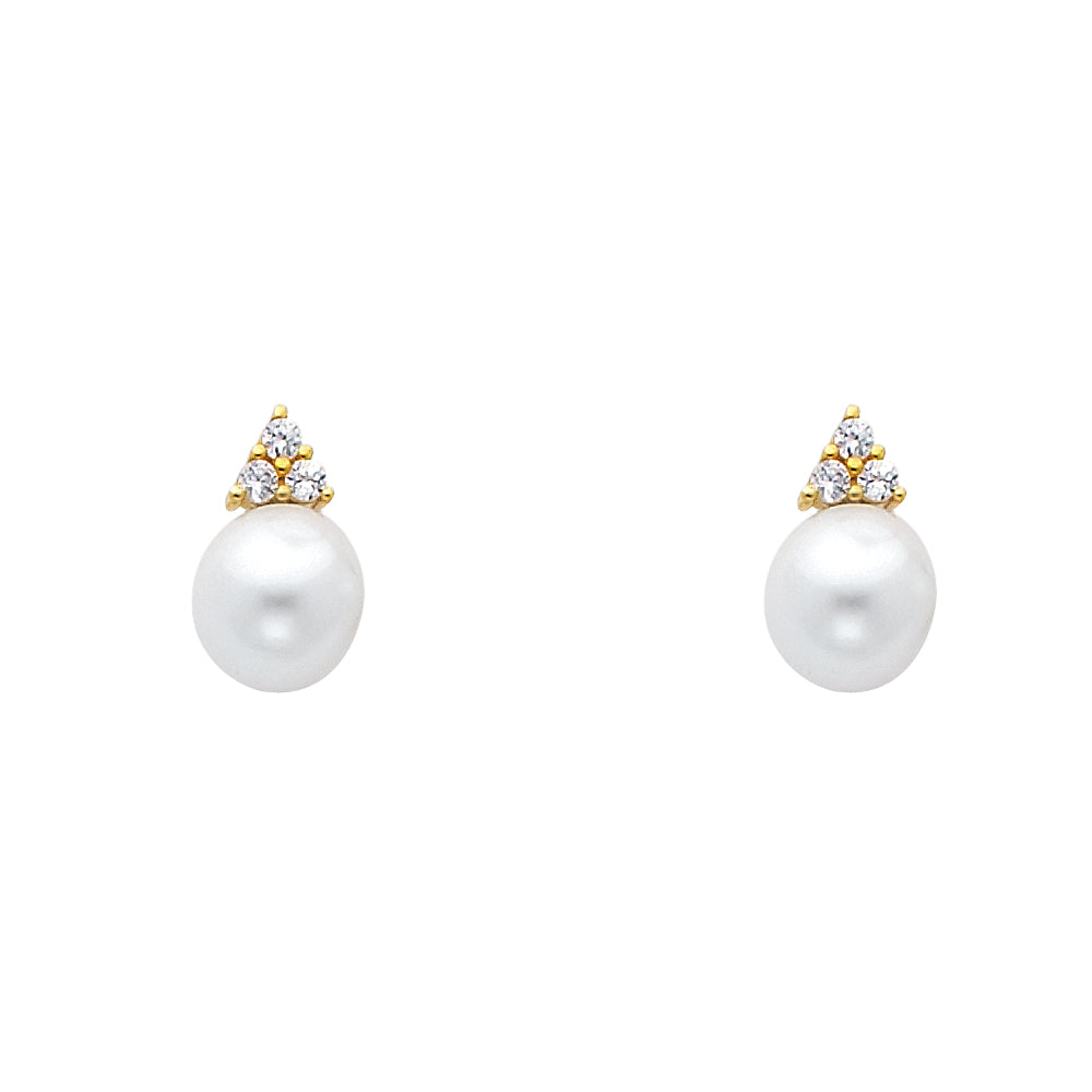 14KY CZ PEARL EARRINGS