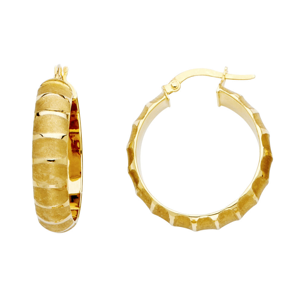 14KY SAND M.HOOP EARRINGS